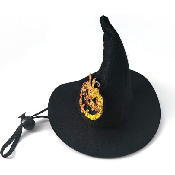 Pet Witch Hat Halloween Costume Black Pumpkin Hat for Cats Small Dogs Medium - Picture 2 of 9